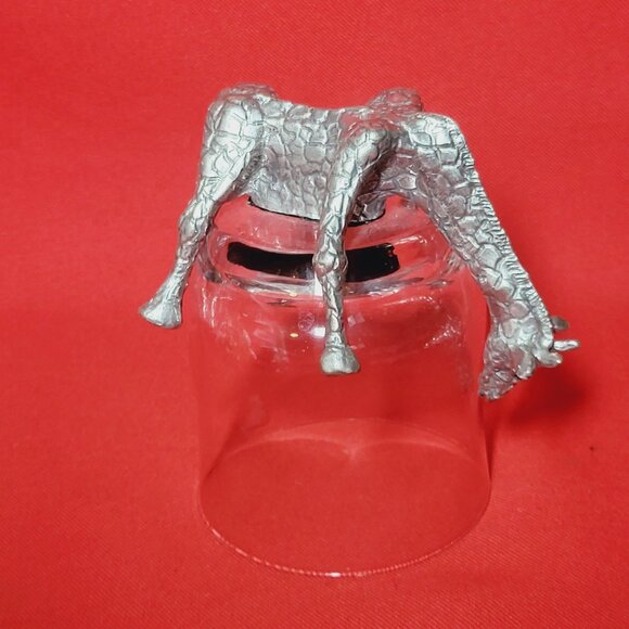 Vintage Frankli Wild Pewter Giraffe Base Clear Glass Tumbler Whiskey Glass - Picture 13 of 17